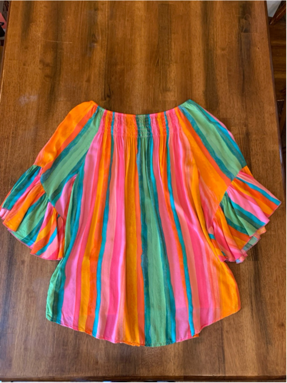 Cato Top Medium Multi Color Stripes Ruffle Sleeves - Picture 7 of 7